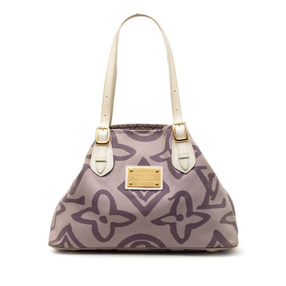 Louis Vuitton Monogram Tacienne Tote Bag Shoulder Lilac Purple Canvas Leather